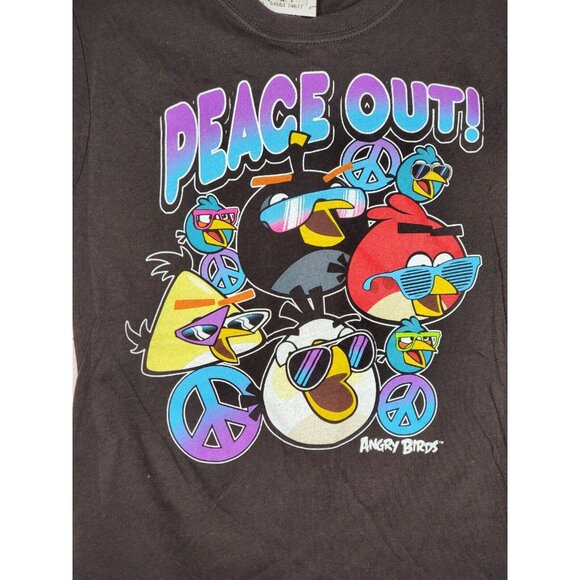 Angry Birds Peace Out Graphics Girls Large (10/12) Black T Shirt 654563746778 - Picture 3 of 9